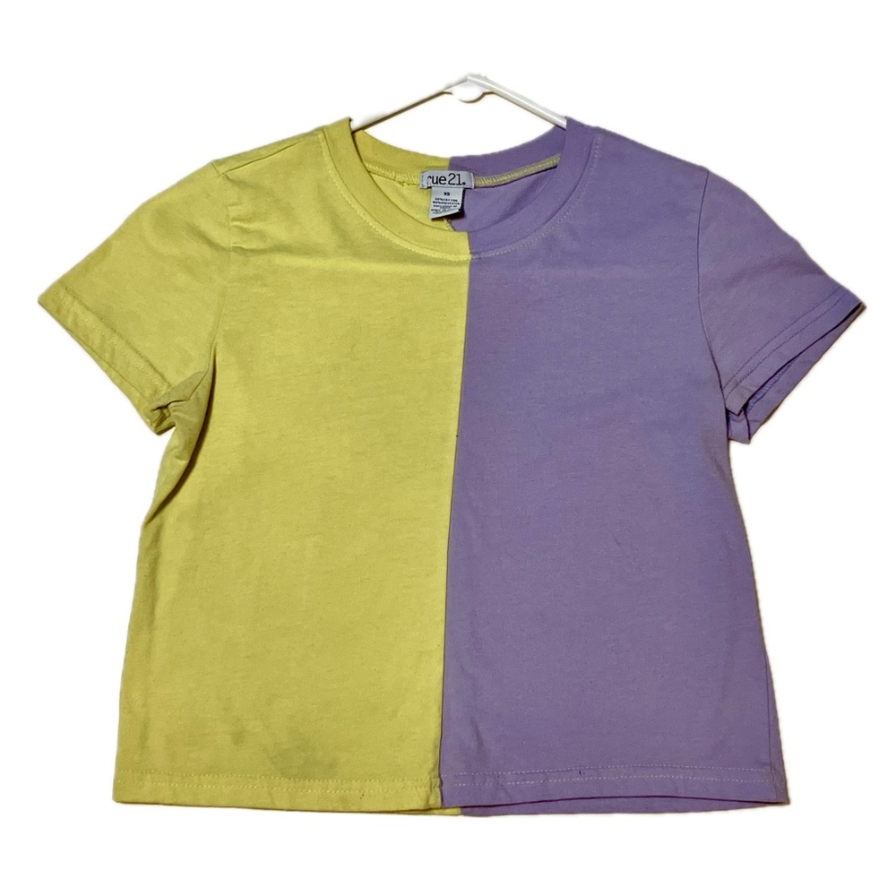Rue21 Two-Tone Yellow/Green and Purple Tee